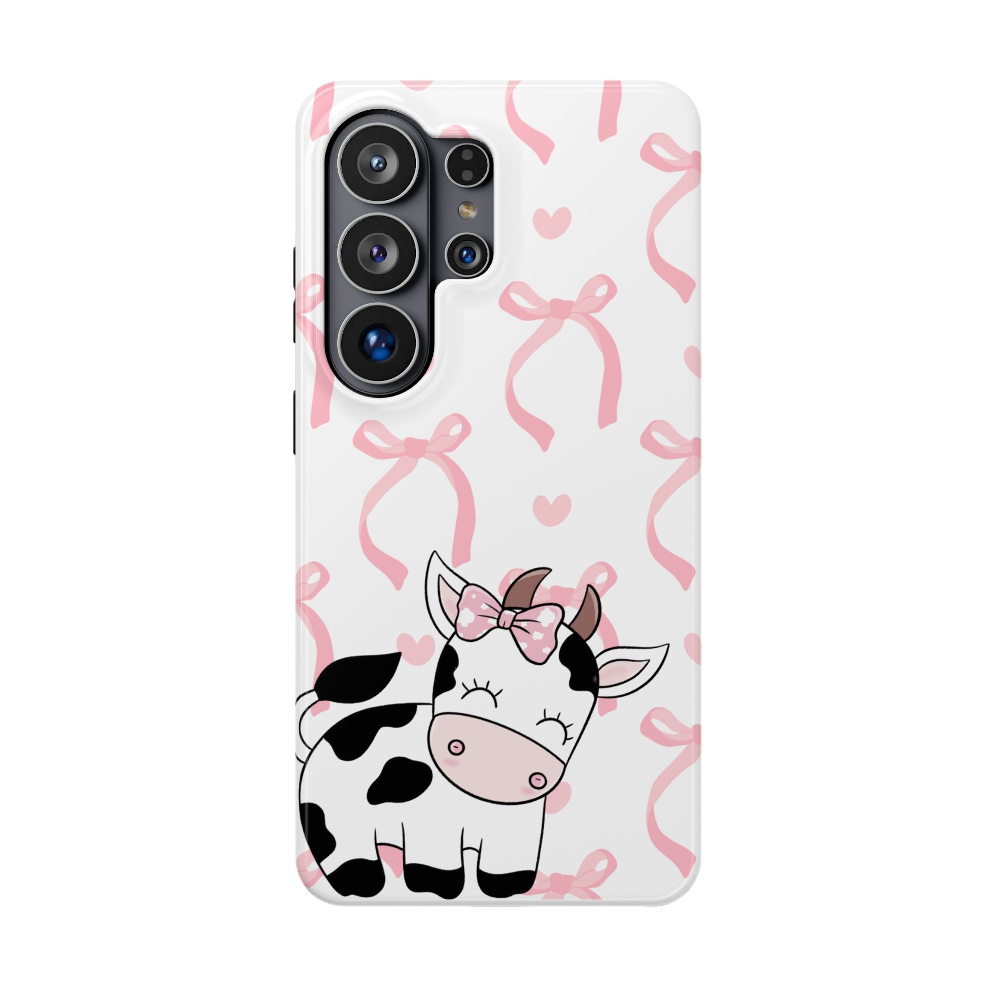 Cute Cow Phone Case — Pink Bows Magnetic Impact-Resistant Case
