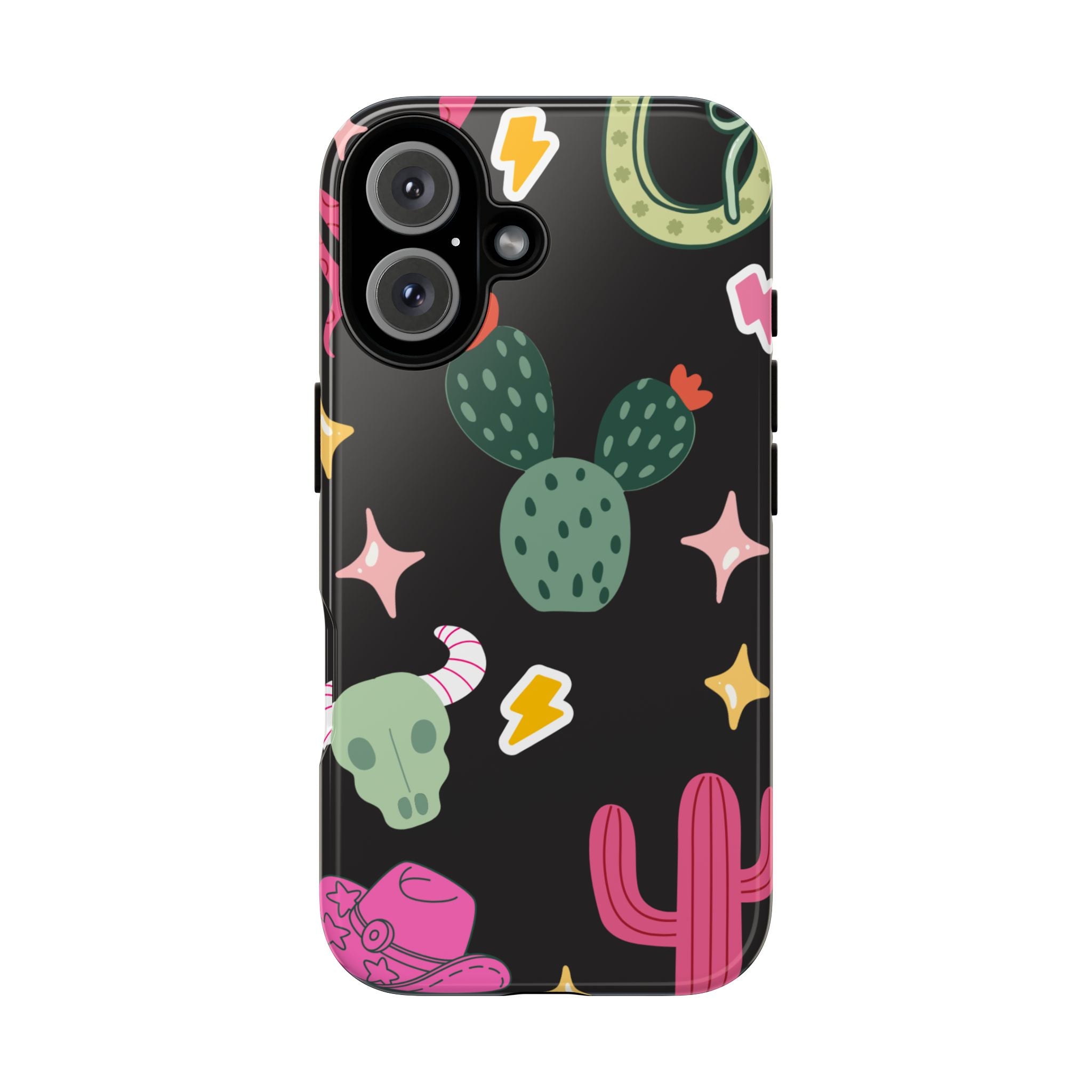 Southwest Desert Icons Tough Phone Case — Cactus, Cowboy & Skull Pattern