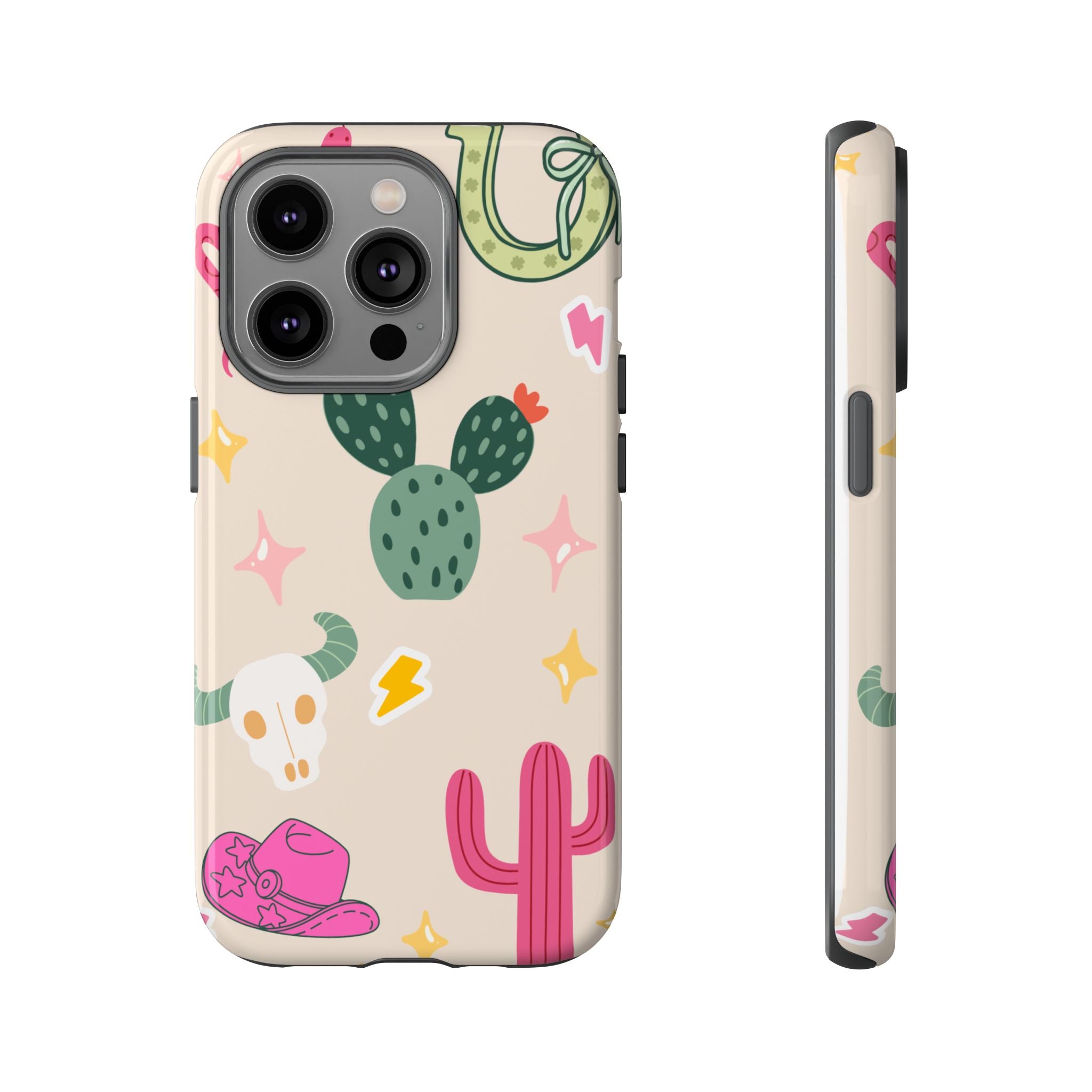 Cactus Cowgirl Phone Case — Cute Western Desert Pattern Tough Case