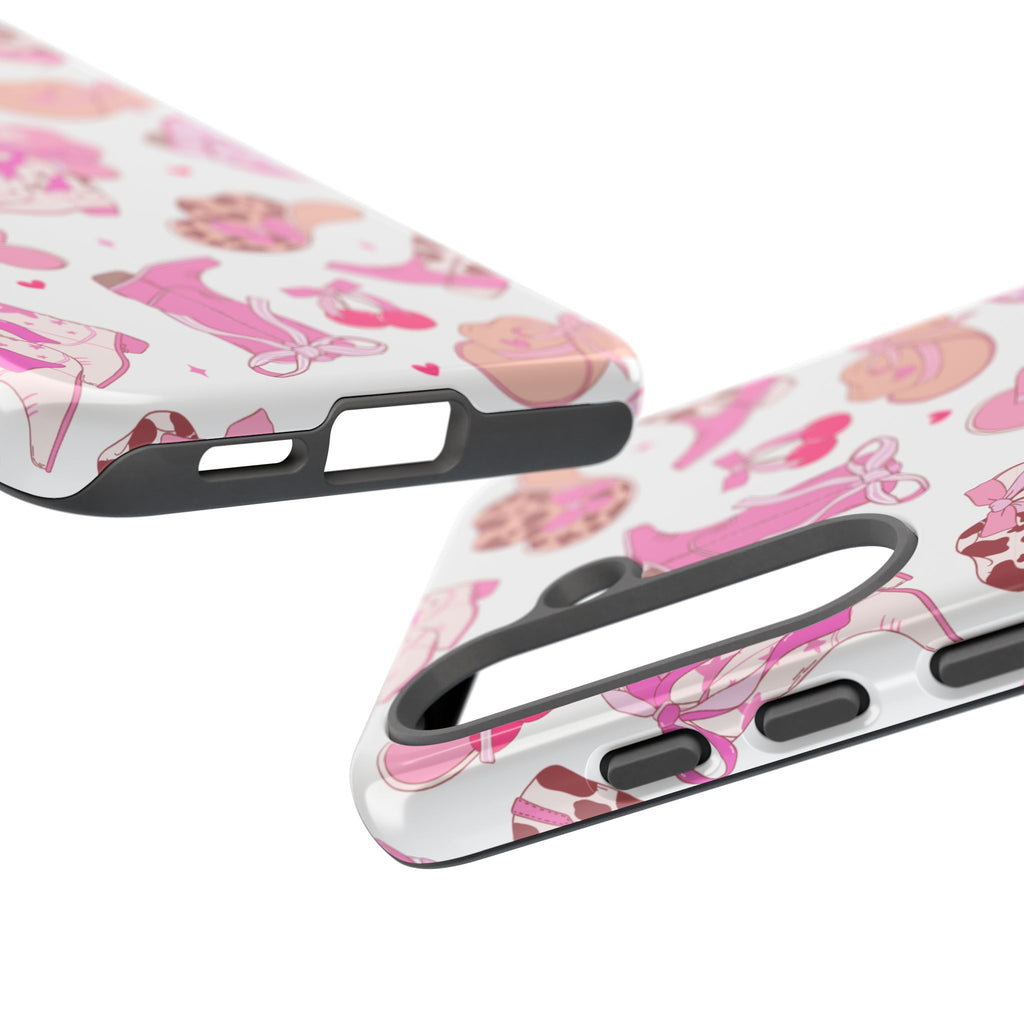 Pink Cowgirl Phone Case - Cute Western Boots & Hats Pattern Tough Case