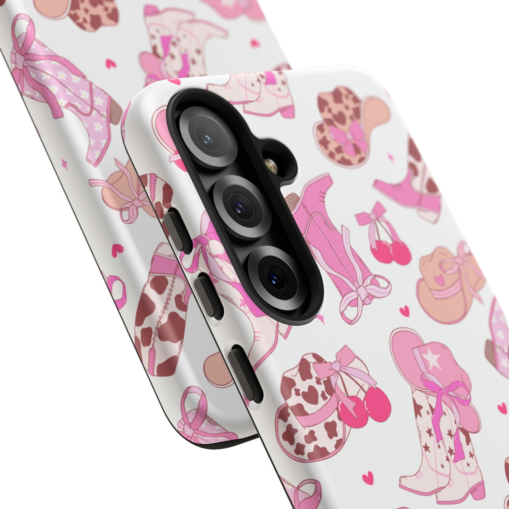 Pink Cowgirl Phone Case - Cute Western Boots & Hats Pattern Tough Case