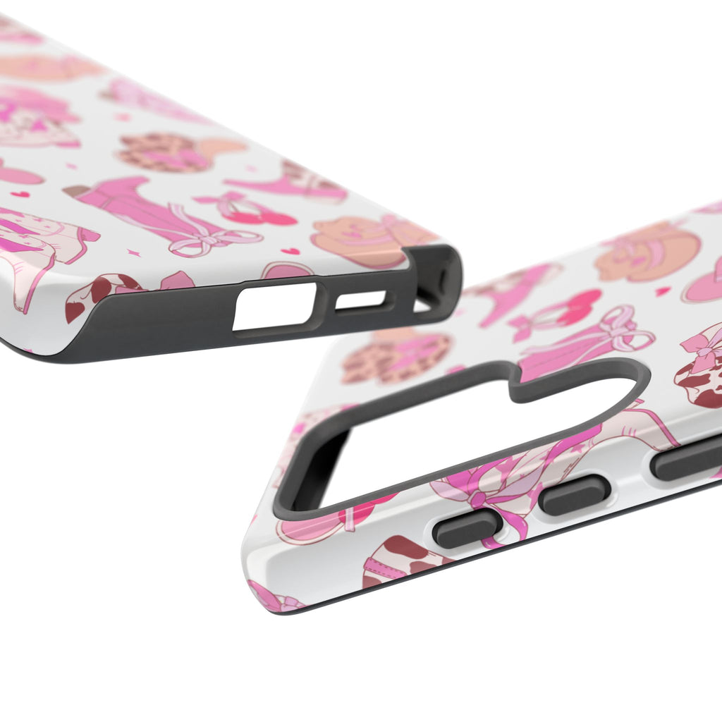 Pink Cowgirl Phone Case - Cute Western Boots & Hats Pattern Tough Case