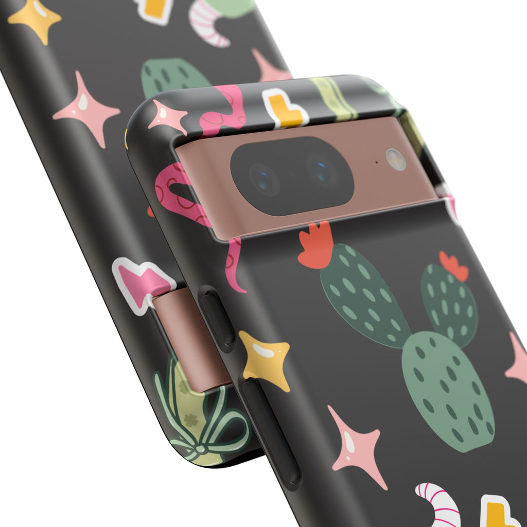 Southwest Desert Icons Tough Phone Case — Cactus, Cowboy & Skull Pattern