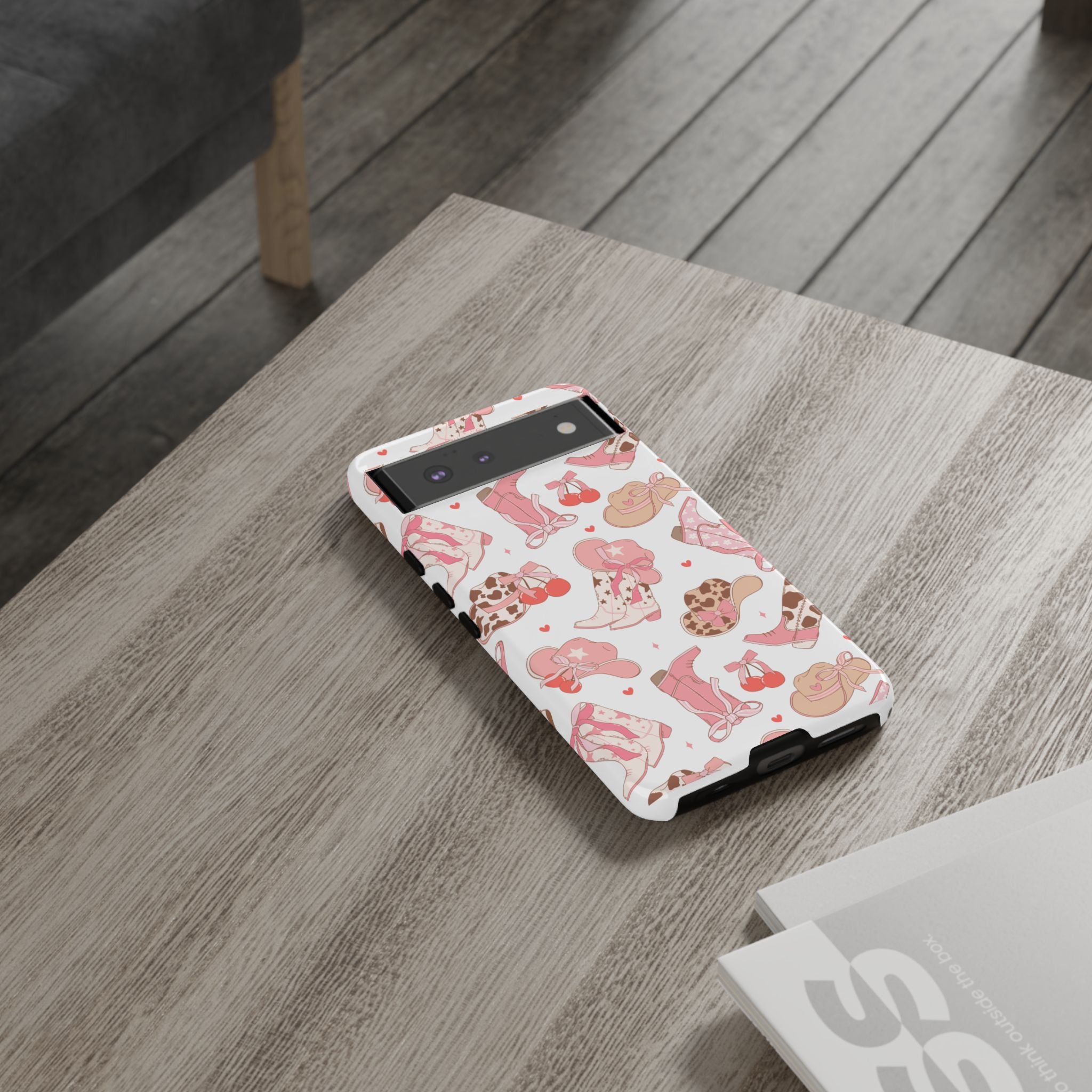 Cowgirl Boots Pink Phone Case — Cute Western Pattern Tough Phone Case
