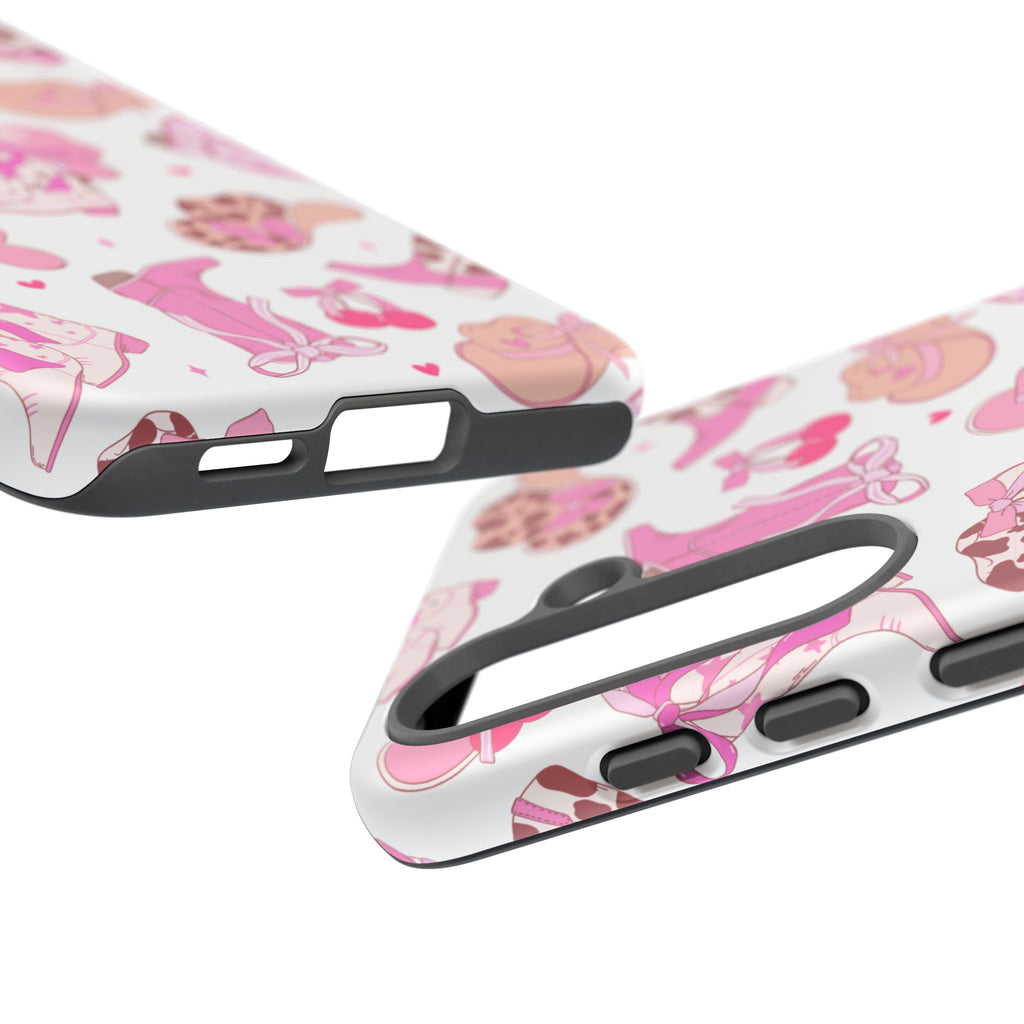 Pink Cowgirl Phone Case - Cute Western Boots & Hats Pattern Tough Case