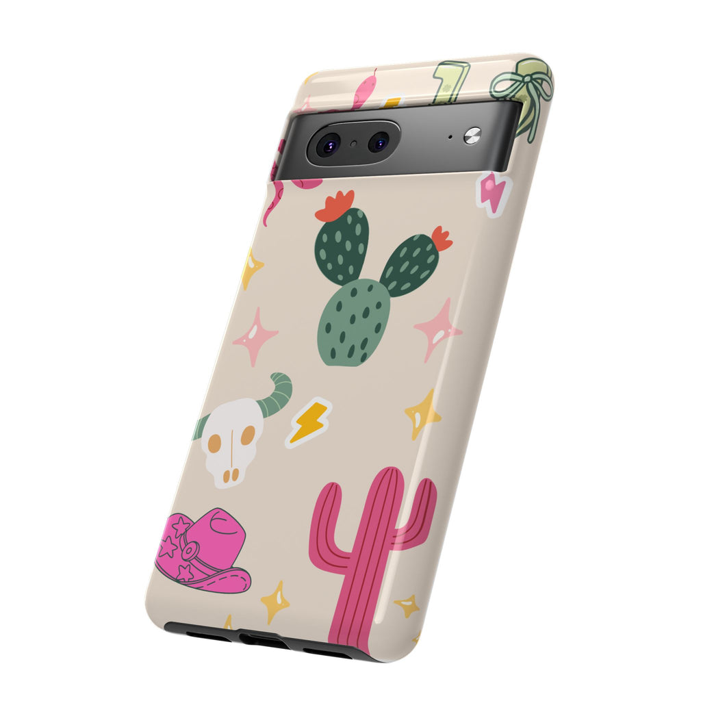 Cactus Cowgirl Phone Case — Cute Western Desert Pattern Tough Case