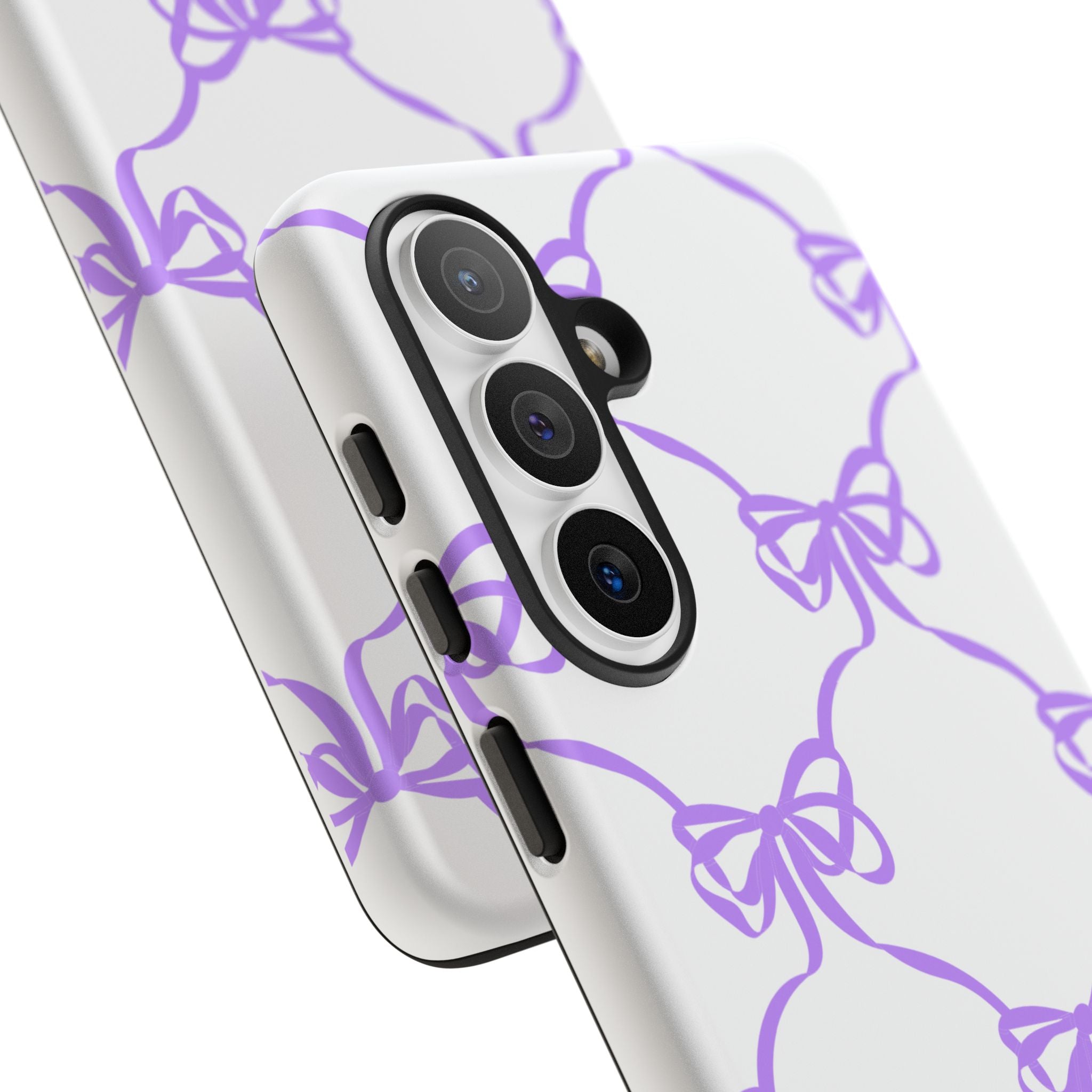 Lavender Bow Pattern Tough Phone Case - Striped Cute iPhone Cover