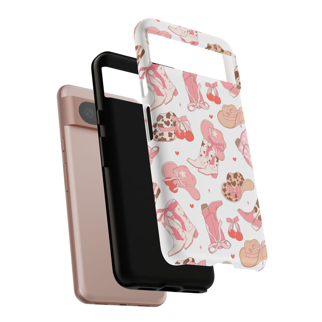 Cowgirl Boots Pink Phone Case — Cute Western Pattern Tough Phone Case