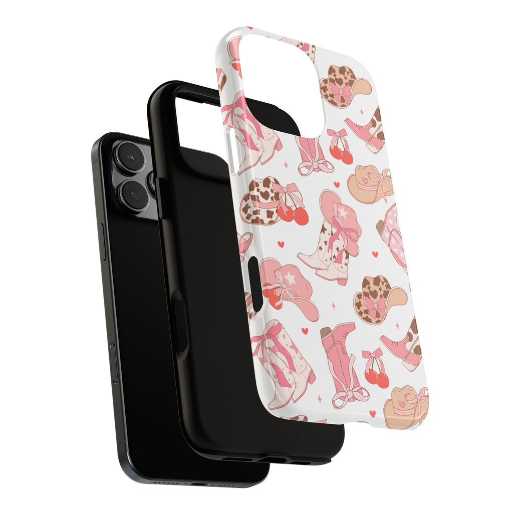 Cowgirl Boots Pink Phone Case — Cute Western Pattern Tough Phone Case