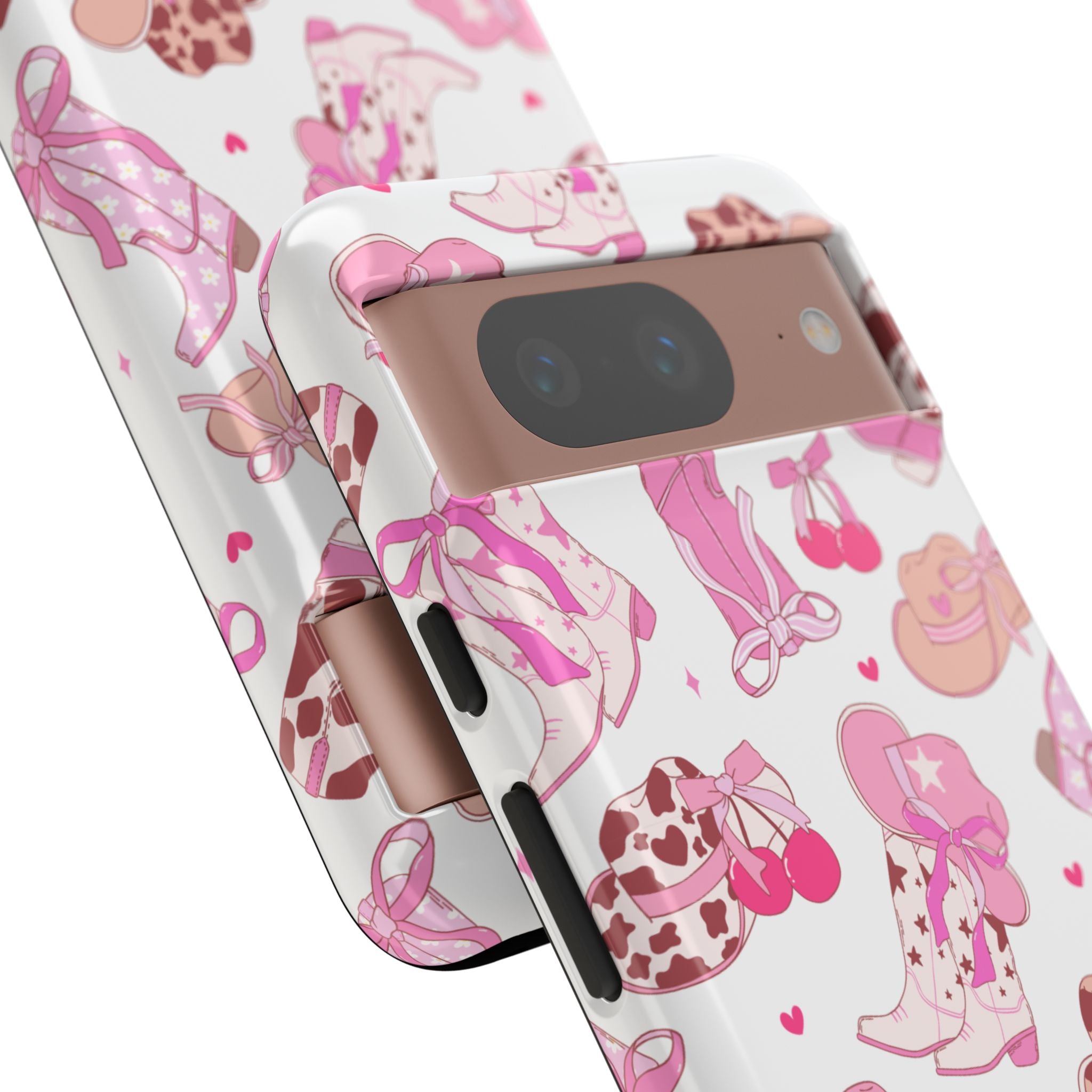 Pink Cowgirl Phone Case - Cute Western Boots & Hats Pattern Tough Case