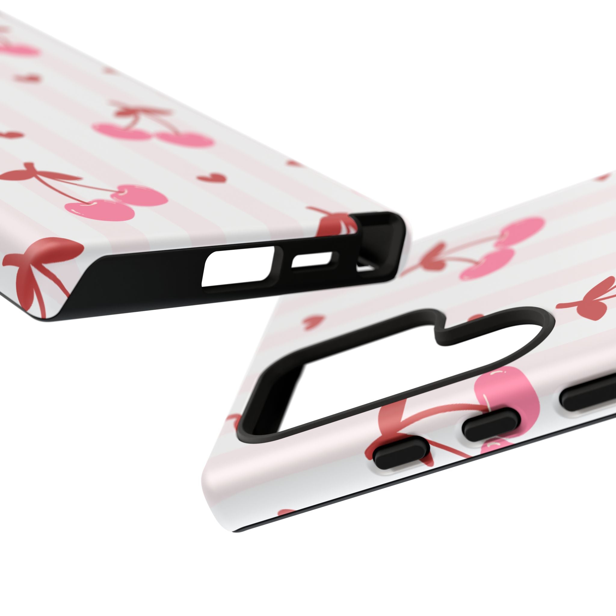 Pink Cherry Pattern Tough Phone Case — Cute Retro Fruit Design