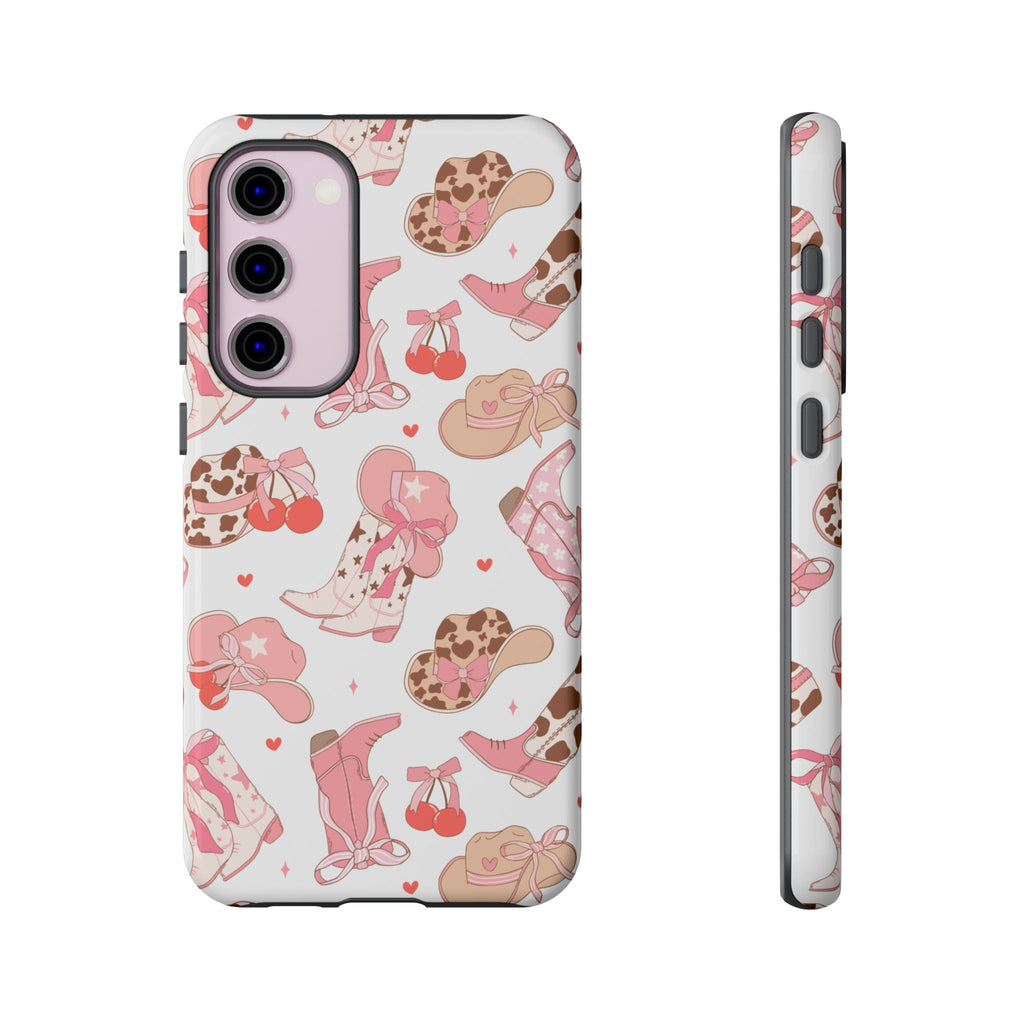 Cowgirl Boots Pink Phone Case — Cute Western Pattern Tough Phone Case