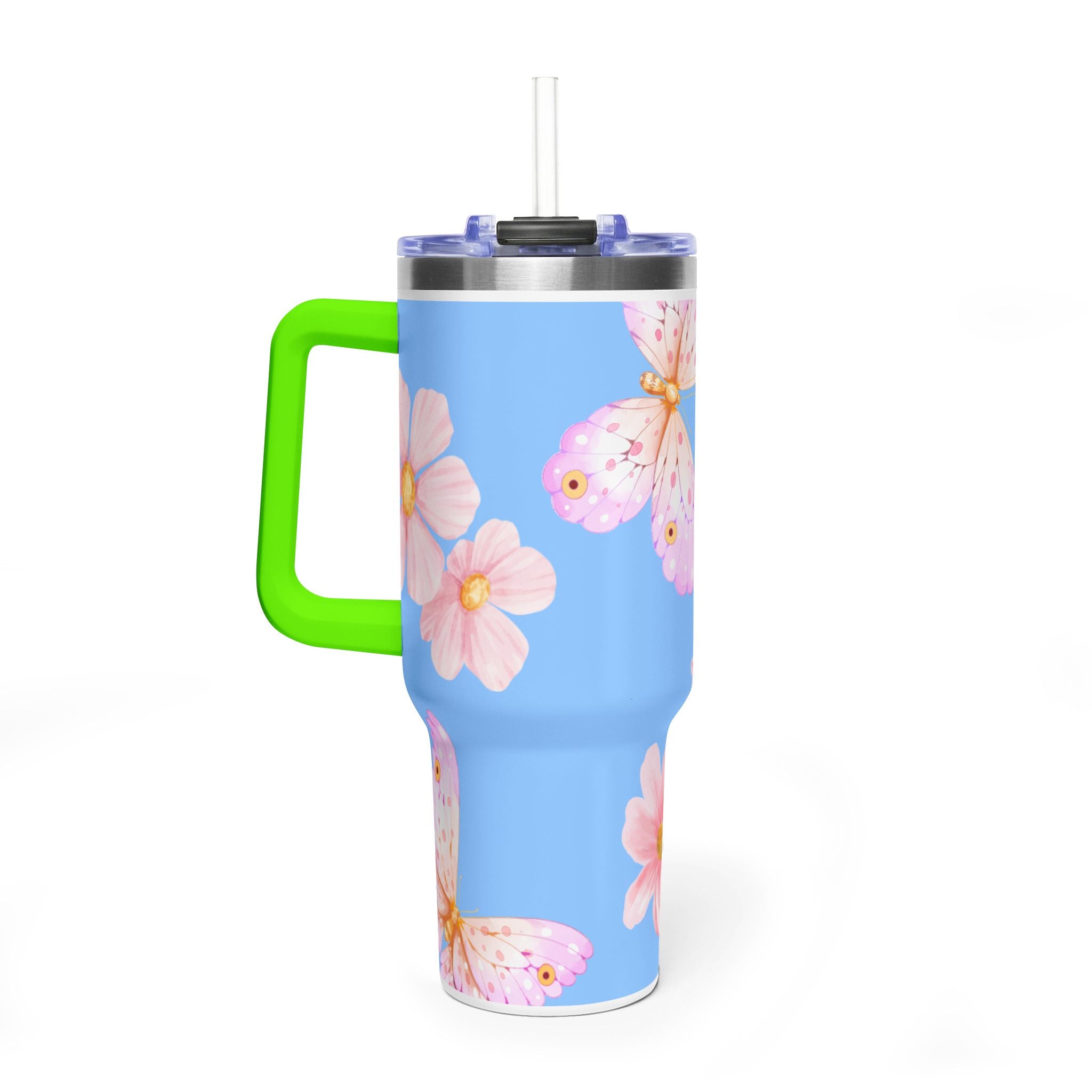 40oz Floral Butterfly Tumbler - Vacuum Insulated Thermal Travel Mug