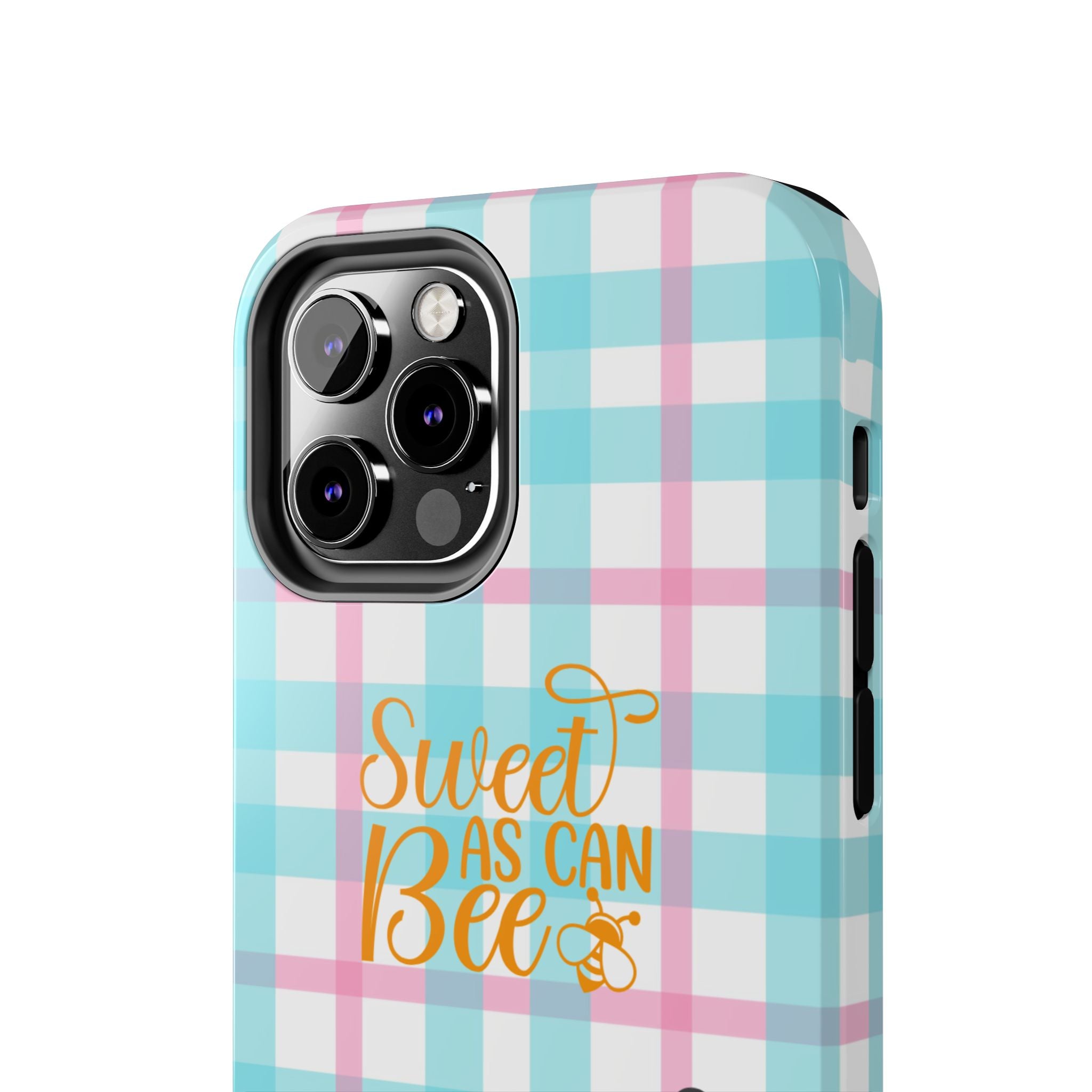 Sweet As Can Bee Tough Phone Case — Cute Bee & Daisy Plaid Protective Cover