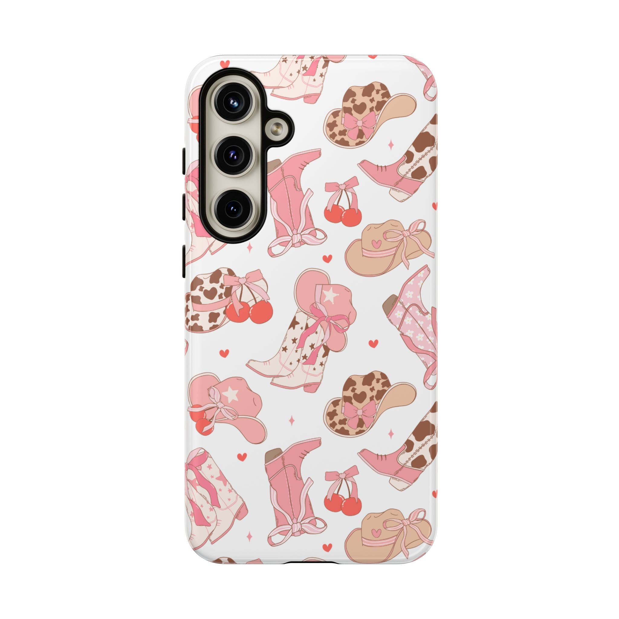 Cowgirl Boots Pink Phone Case — Cute Western Pattern Tough Phone Case