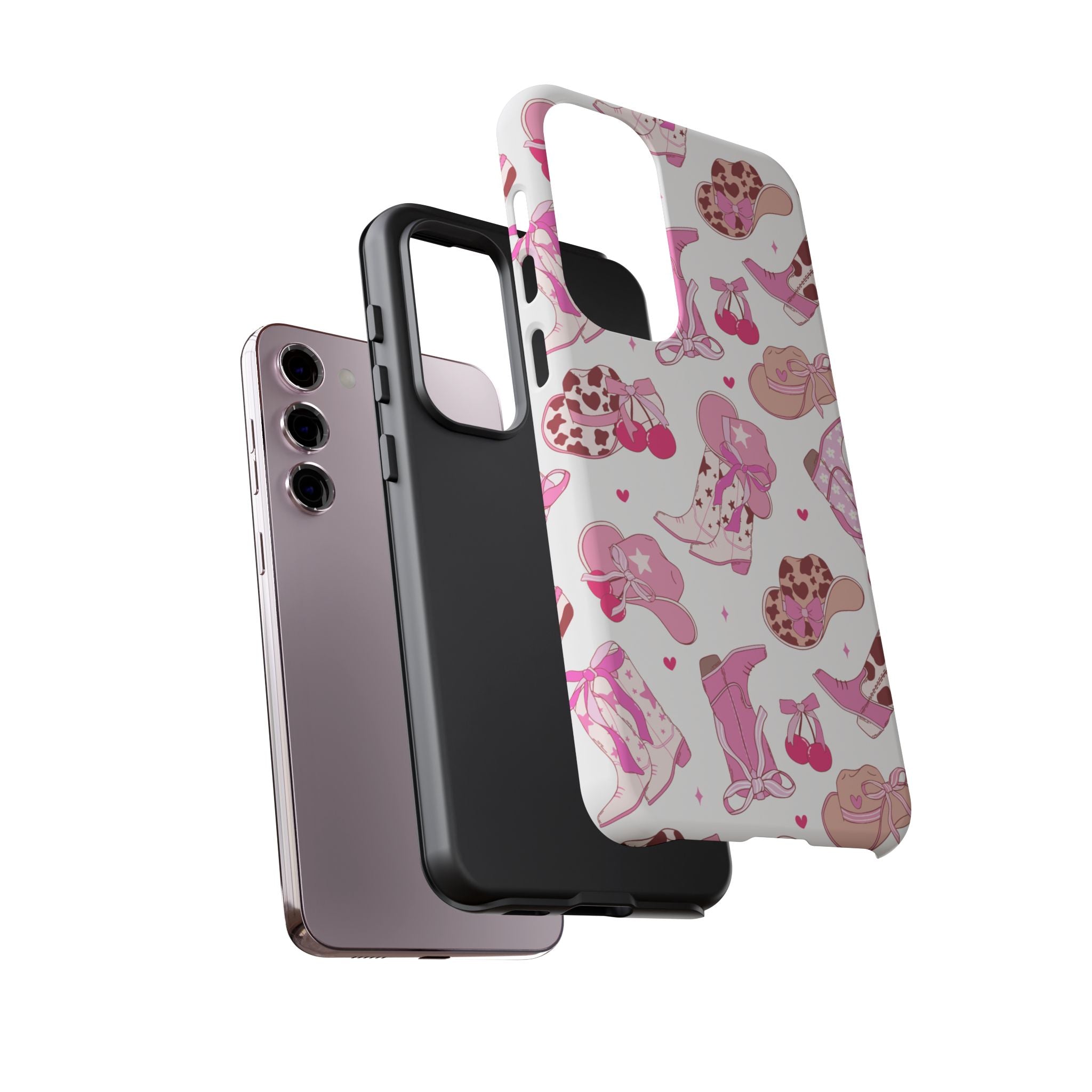 Pink Cowgirl Phone Case - Cute Western Boots & Hats Pattern Tough Case
