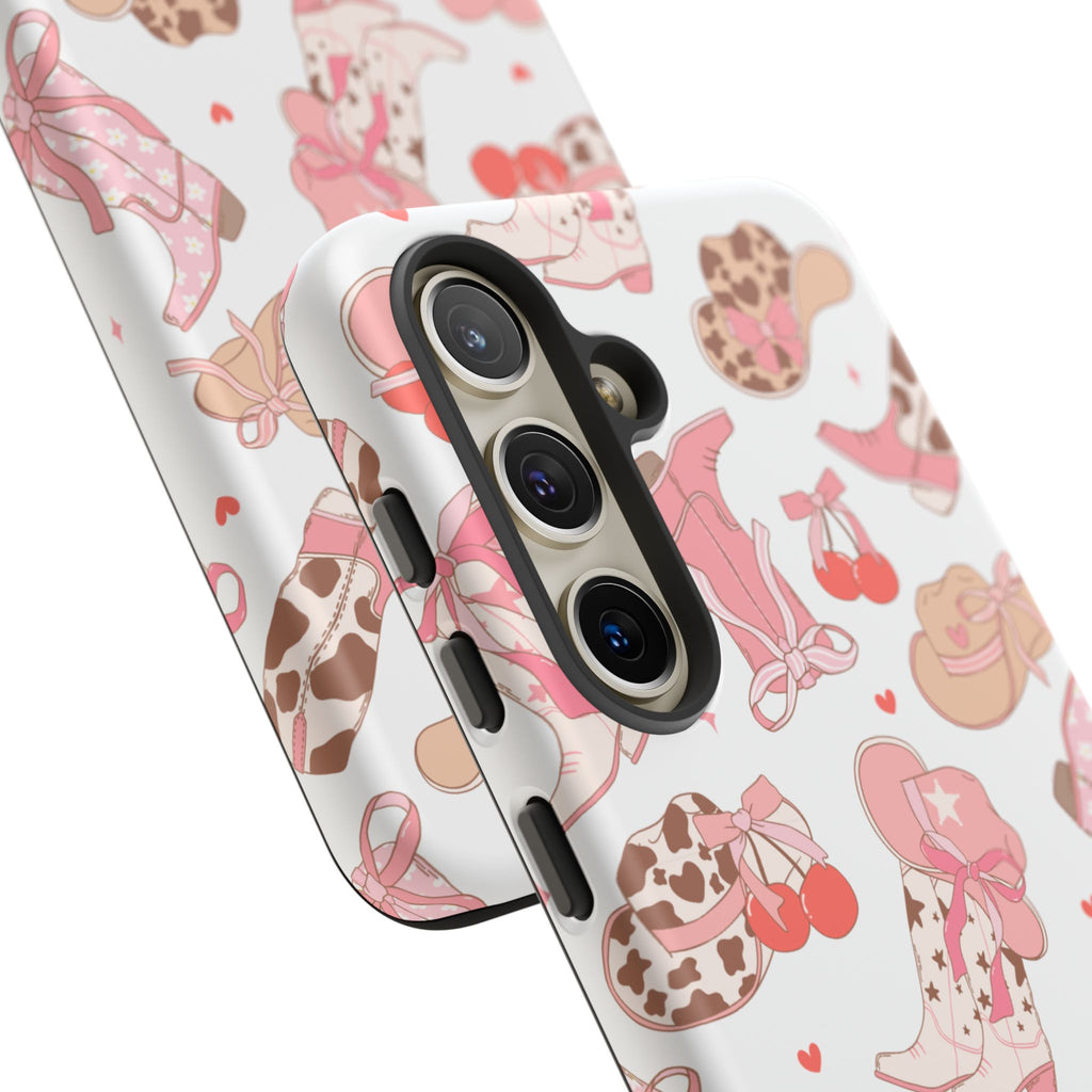 Cowgirl Boots Pink Phone Case — Cute Western Pattern Tough Phone Case