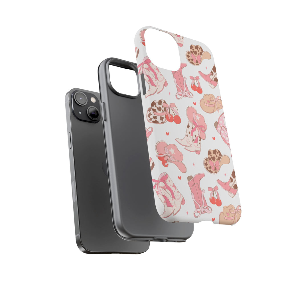 Cowgirl Boots Pink Phone Case — Cute Western Pattern Tough Phone Case