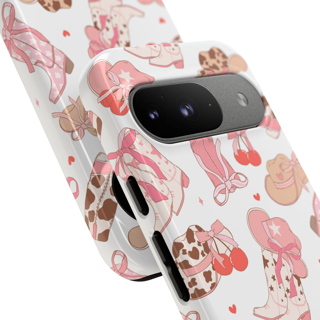 Cowgirl Boots Pink Phone Case — Cute Western Pattern Tough Phone Case