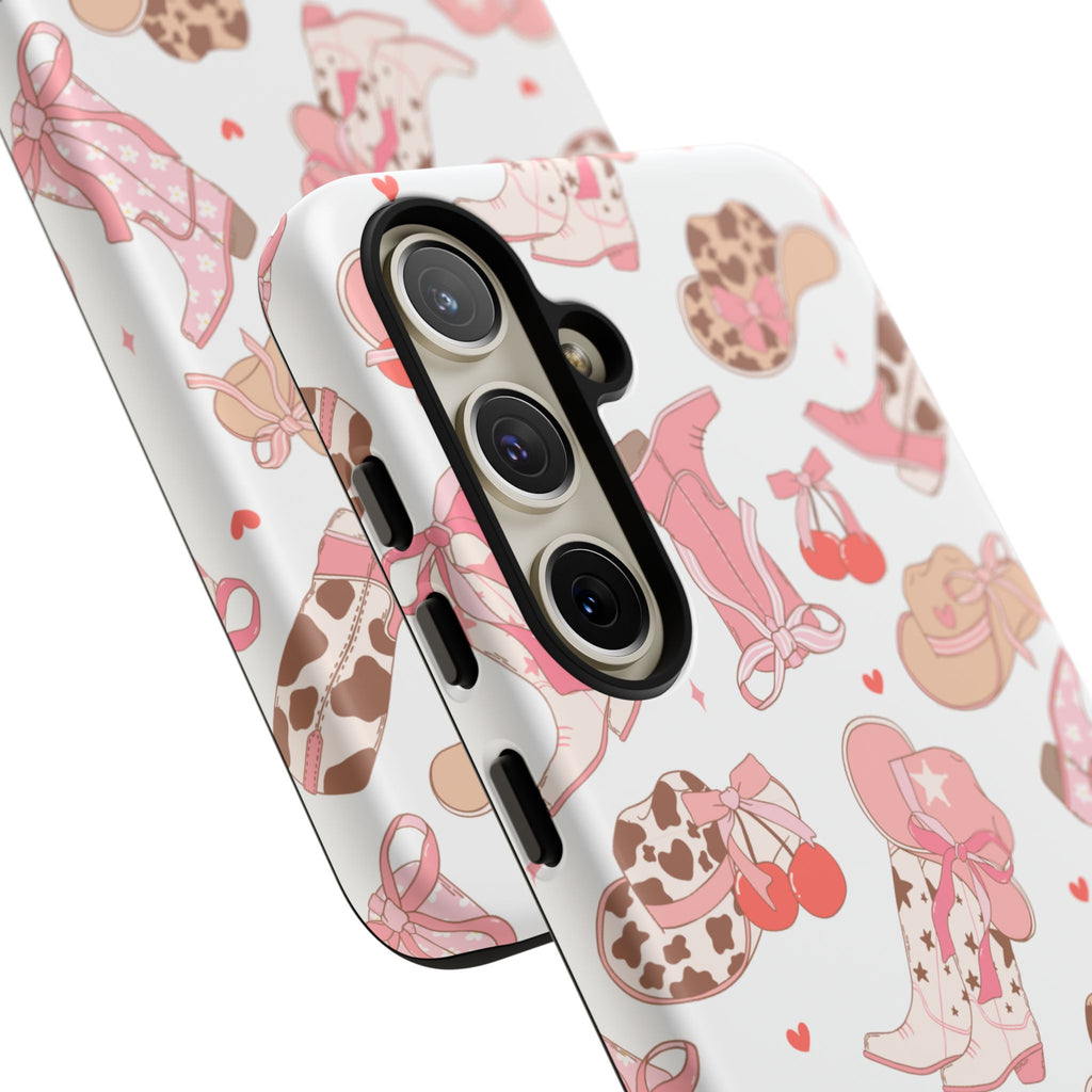 Cowgirl Boots Pink Phone Case — Cute Western Pattern Tough Phone Case