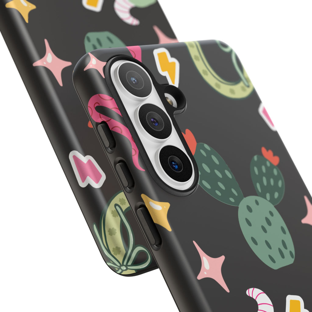 Southwest Desert Icons Tough Phone Case — Cactus, Cowboy & Skull Pattern