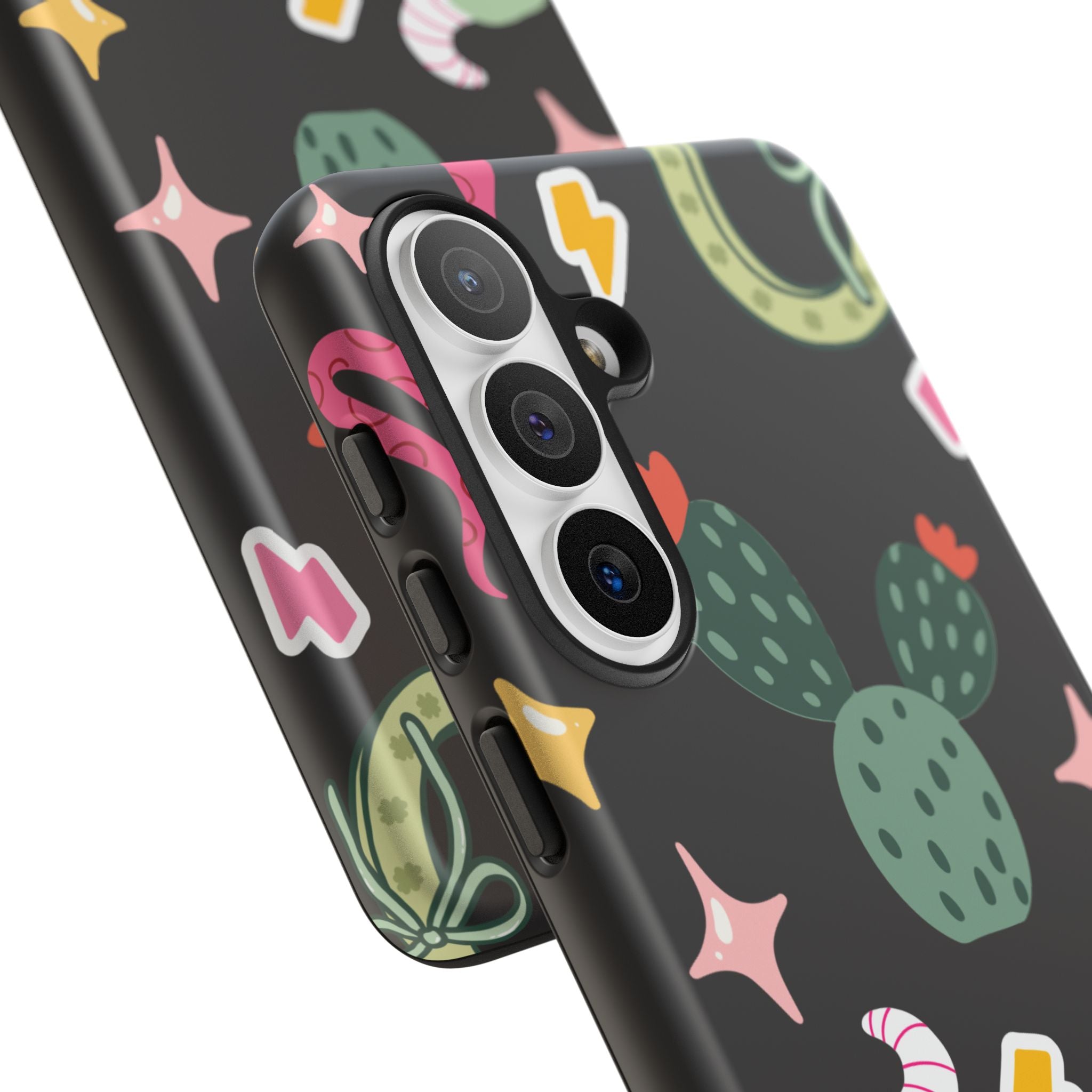 Southwest Desert Icons Tough Phone Case — Cactus, Cowboy & Skull Pattern