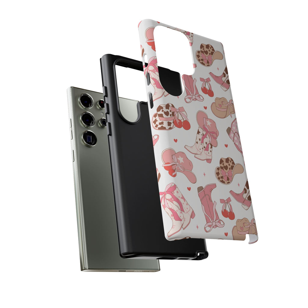 Cowgirl Boots Pink Phone Case — Cute Western Pattern Tough Phone Case