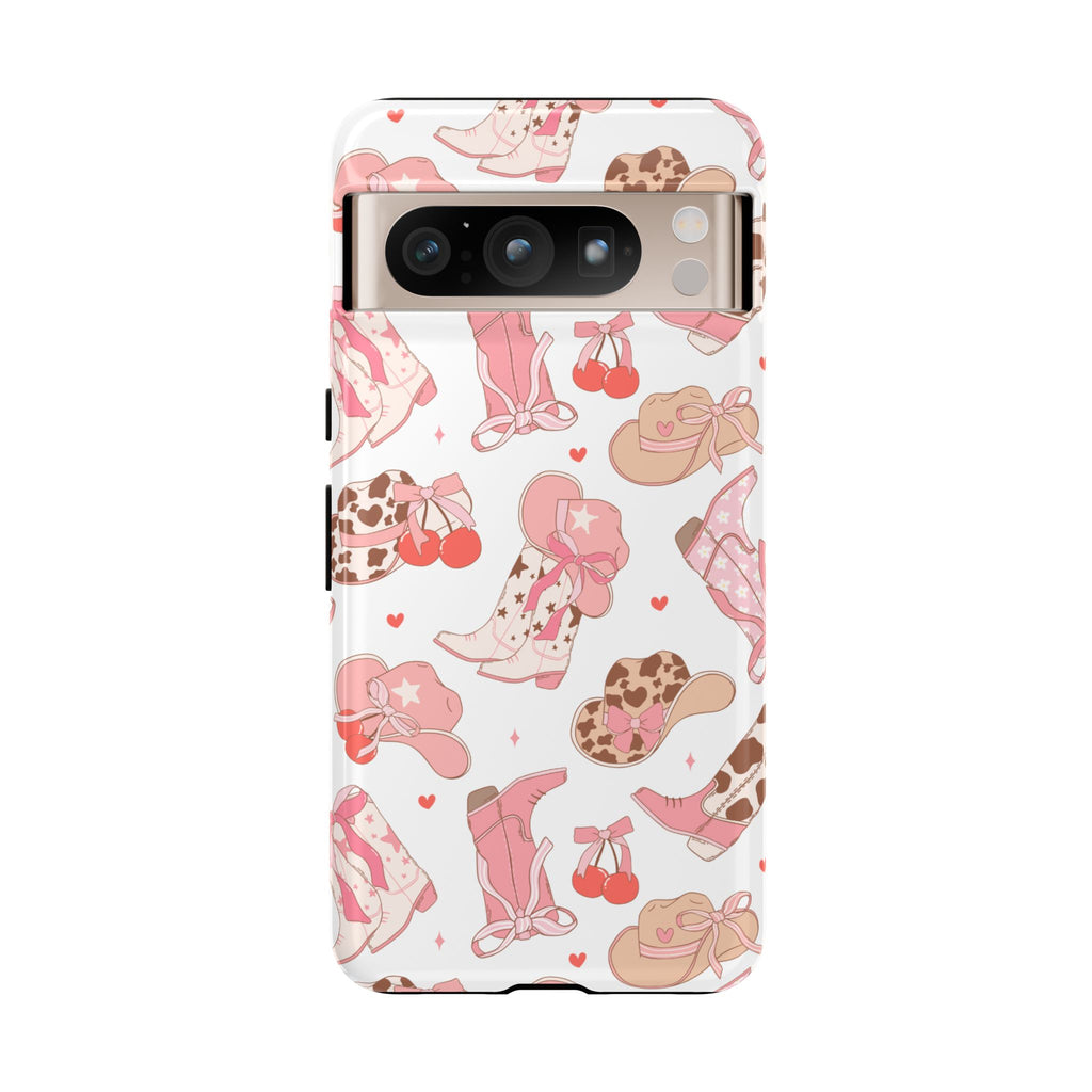 Cowgirl Boots Pink Phone Case — Cute Western Pattern Tough Phone Case