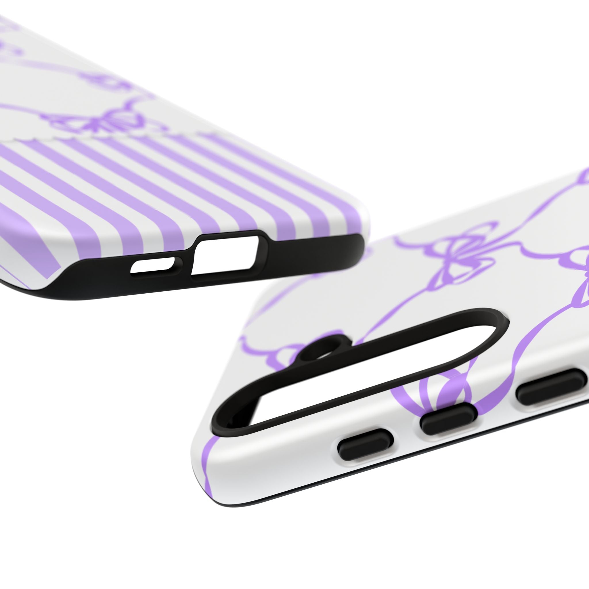 Lavender Bow Pattern Tough Phone Case - Striped Cute iPhone Cover