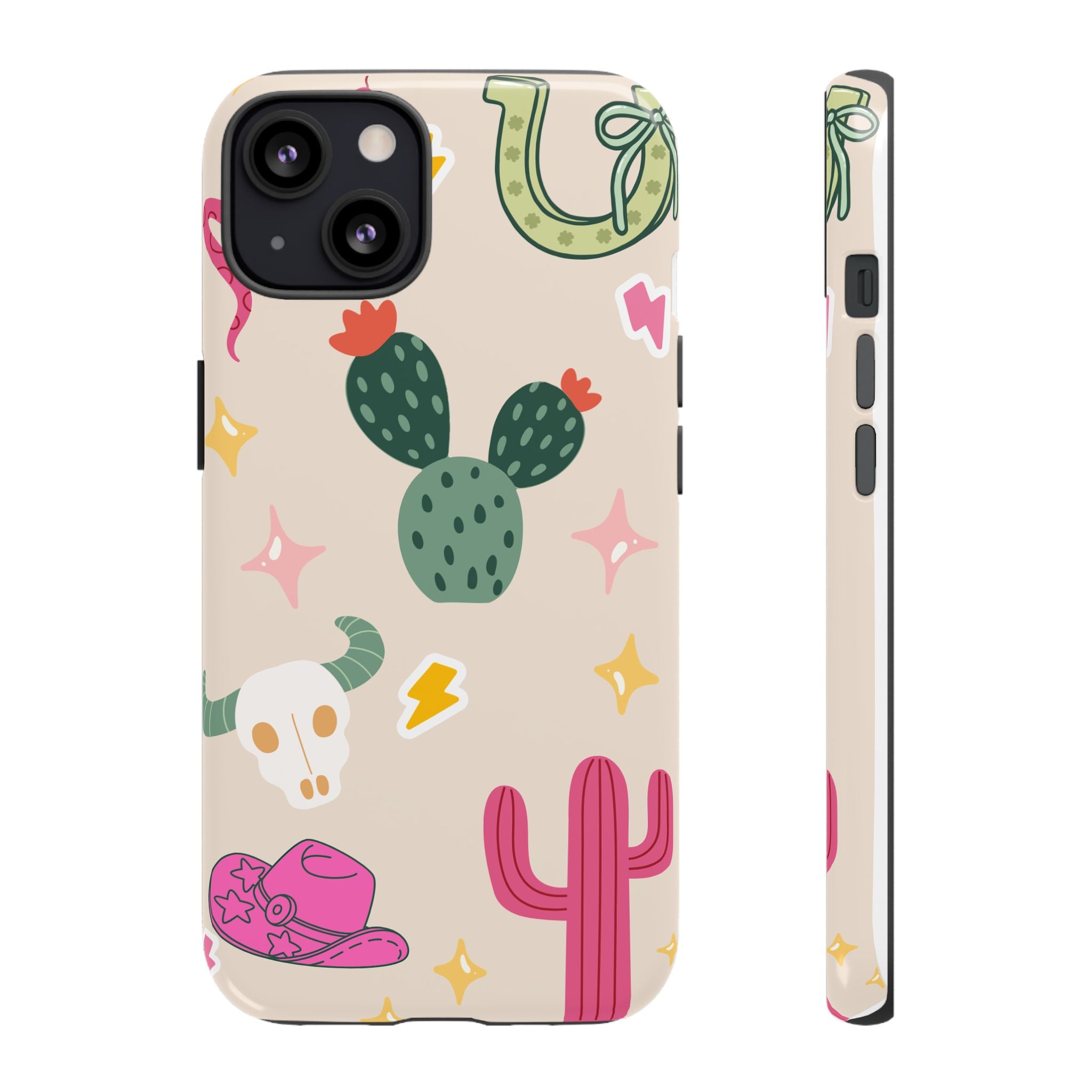 Cactus Cowgirl Phone Case — Cute Western Desert Pattern Tough Case