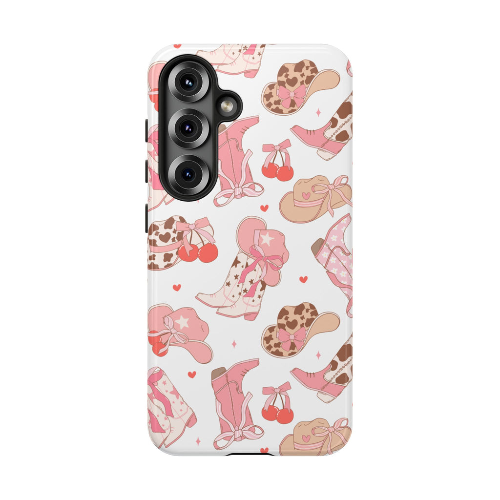 Cowgirl Boots Pink Phone Case — Cute Western Pattern Tough Phone Case