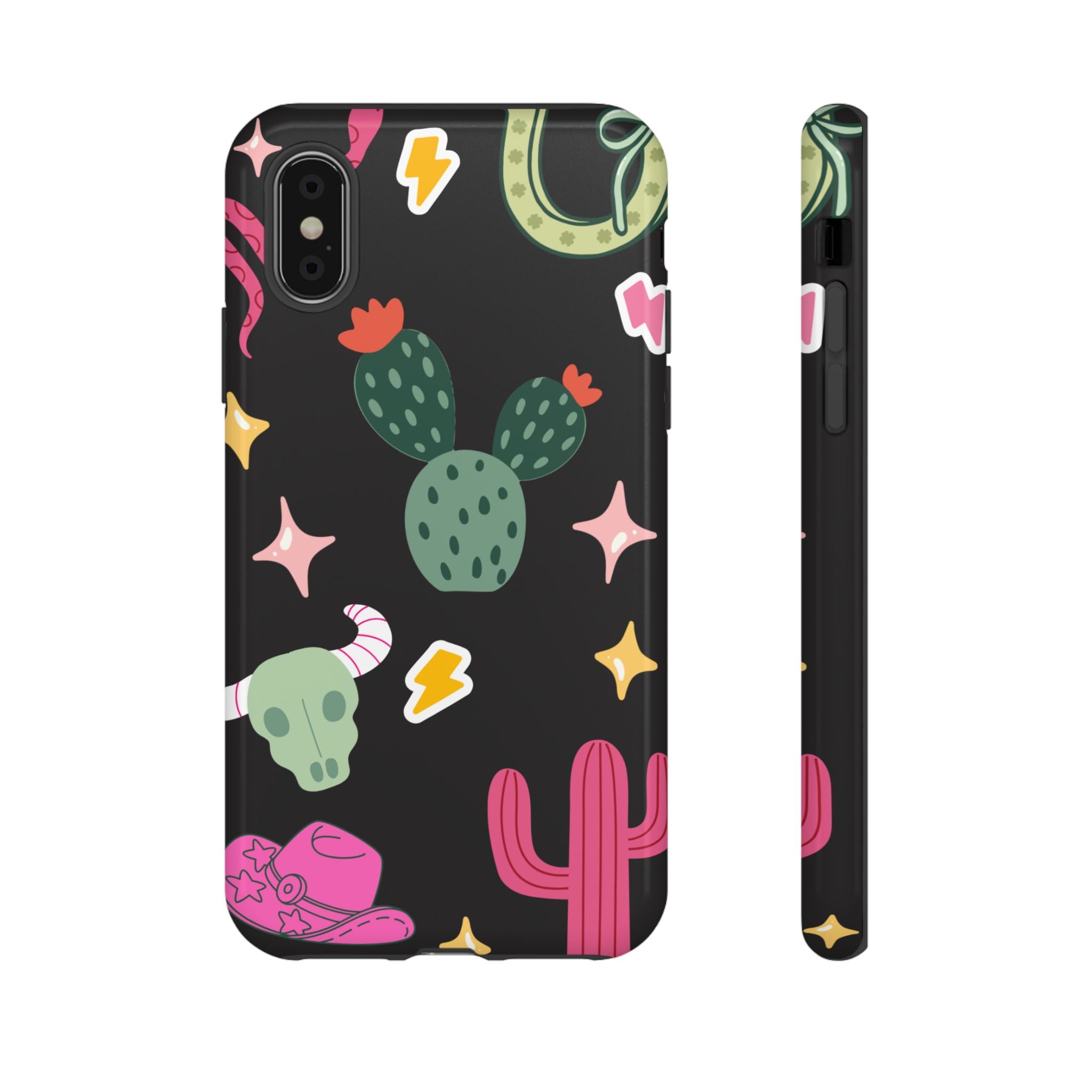 Southwest Desert Icons Tough Phone Case — Cactus, Cowboy & Skull Pattern