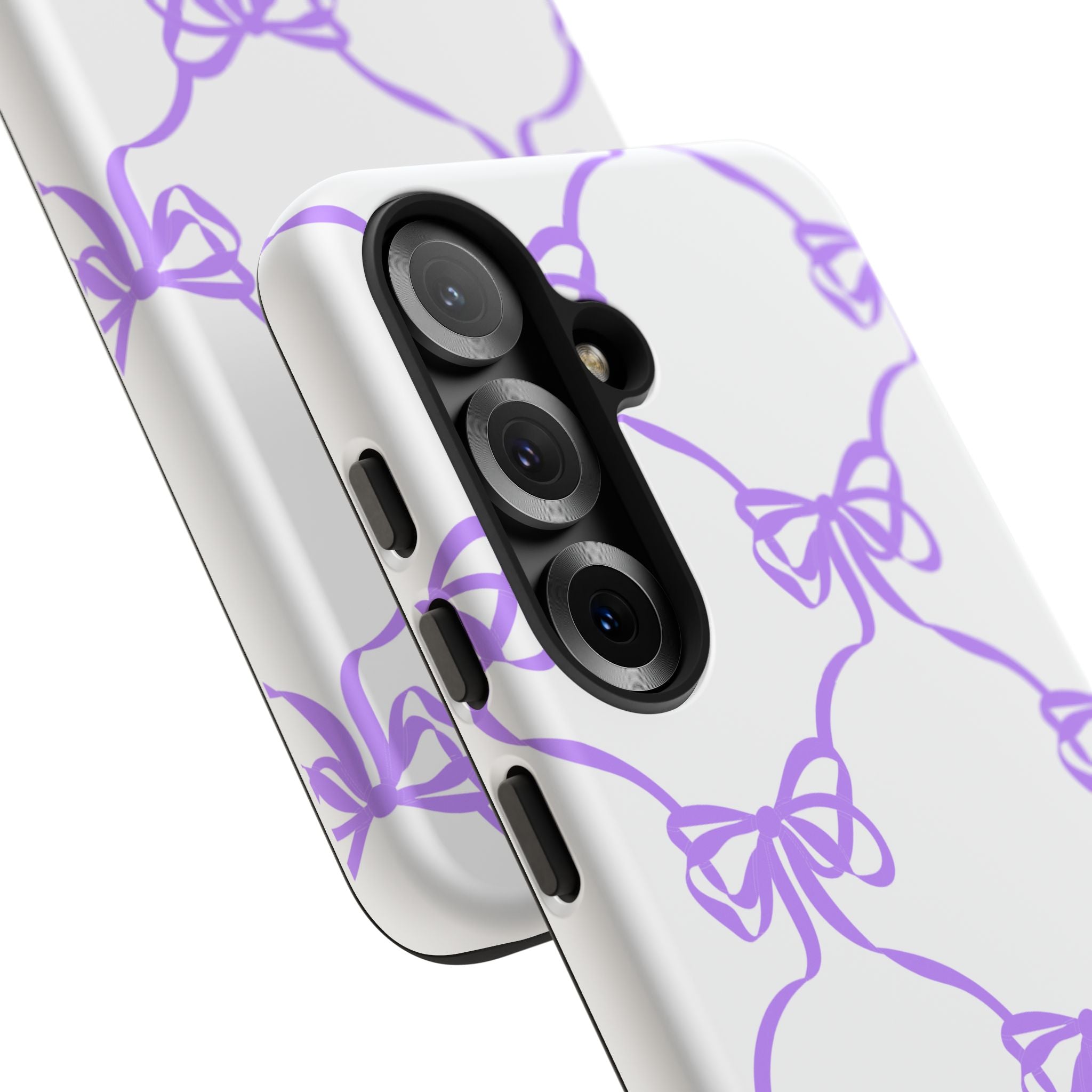 Lavender Bow Pattern Tough Phone Case - Striped Cute iPhone Cover