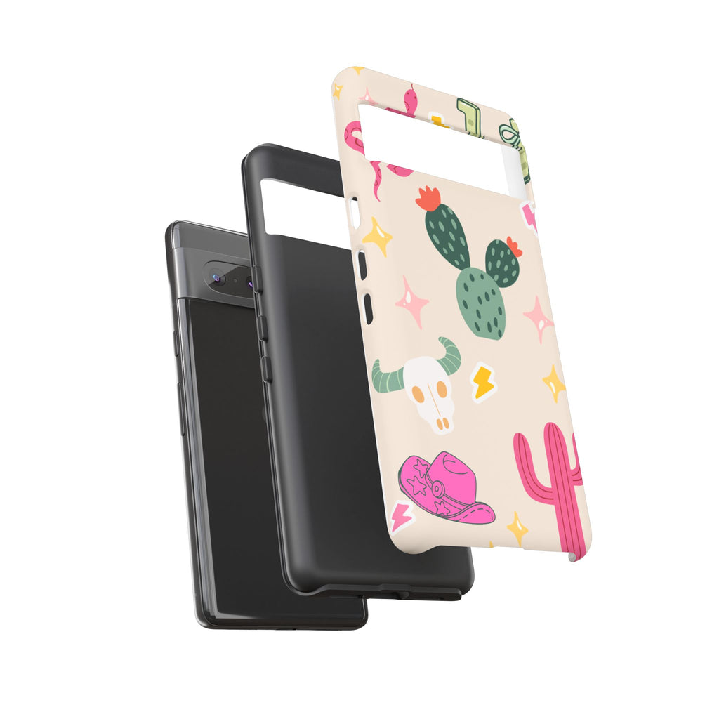 Cactus Cowgirl Phone Case — Cute Western Desert Pattern Tough Case
