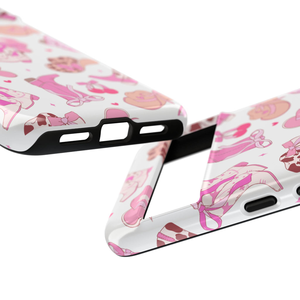 Pink Cowgirl Phone Case - Cute Western Boots & Hats Pattern Tough Case