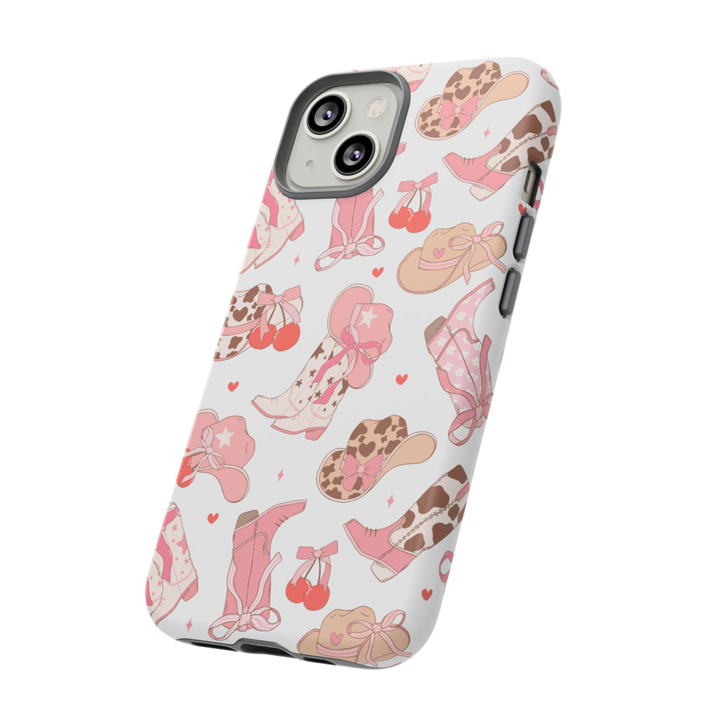 Cowgirl Boots Pink Phone Case — Cute Western Pattern Tough Phone Case