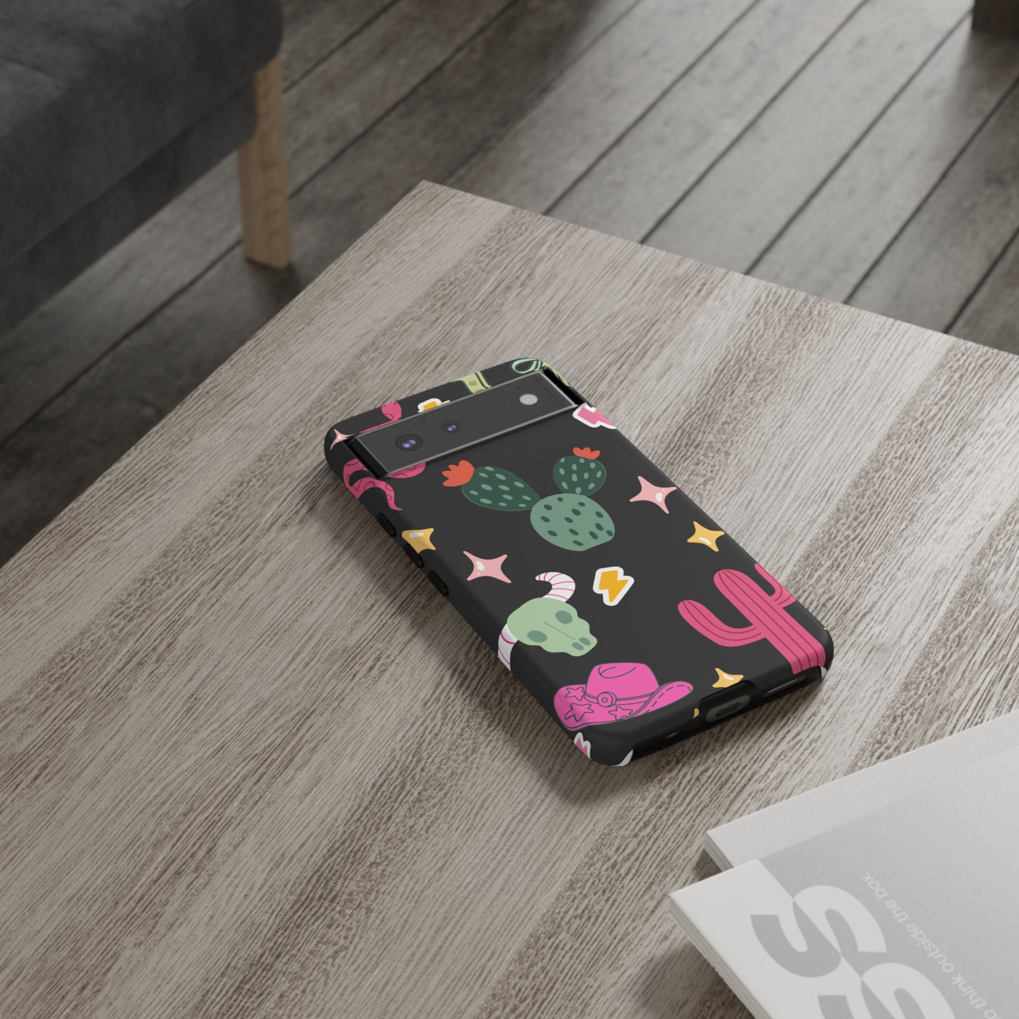 Southwest Desert Icons Tough Phone Case — Cactus, Cowboy & Skull Pattern