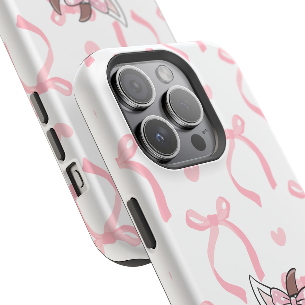 Cute Cow Phone Case — Pink Bows Magnetic Impact-Resistant Case