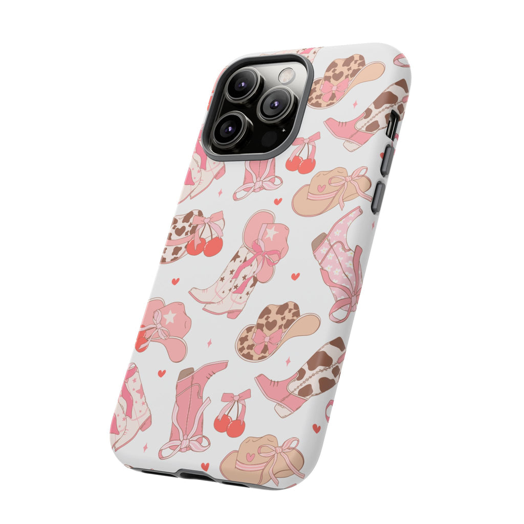 Cowgirl Boots Pink Phone Case — Cute Western Pattern Tough Phone Case