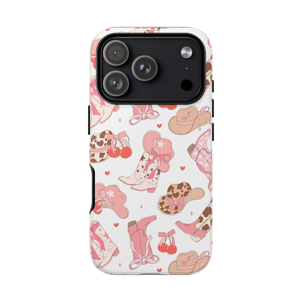 Cowgirl Boots Pink Phone Case — Cute Western Pattern Tough Phone Case