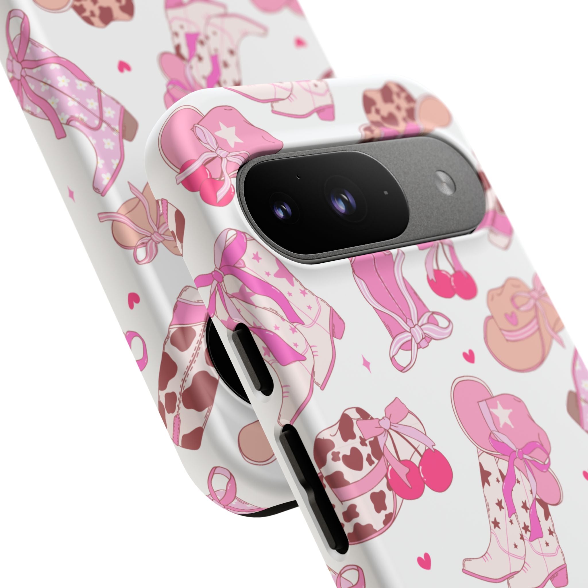 Pink Cowgirl Phone Case - Cute Western Boots & Hats Pattern Tough Case