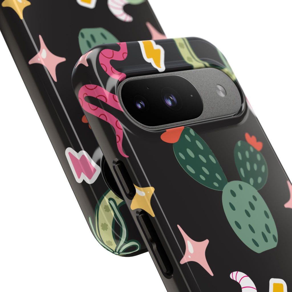Southwest Desert Icons Tough Phone Case — Cactus, Cowboy & Skull Pattern