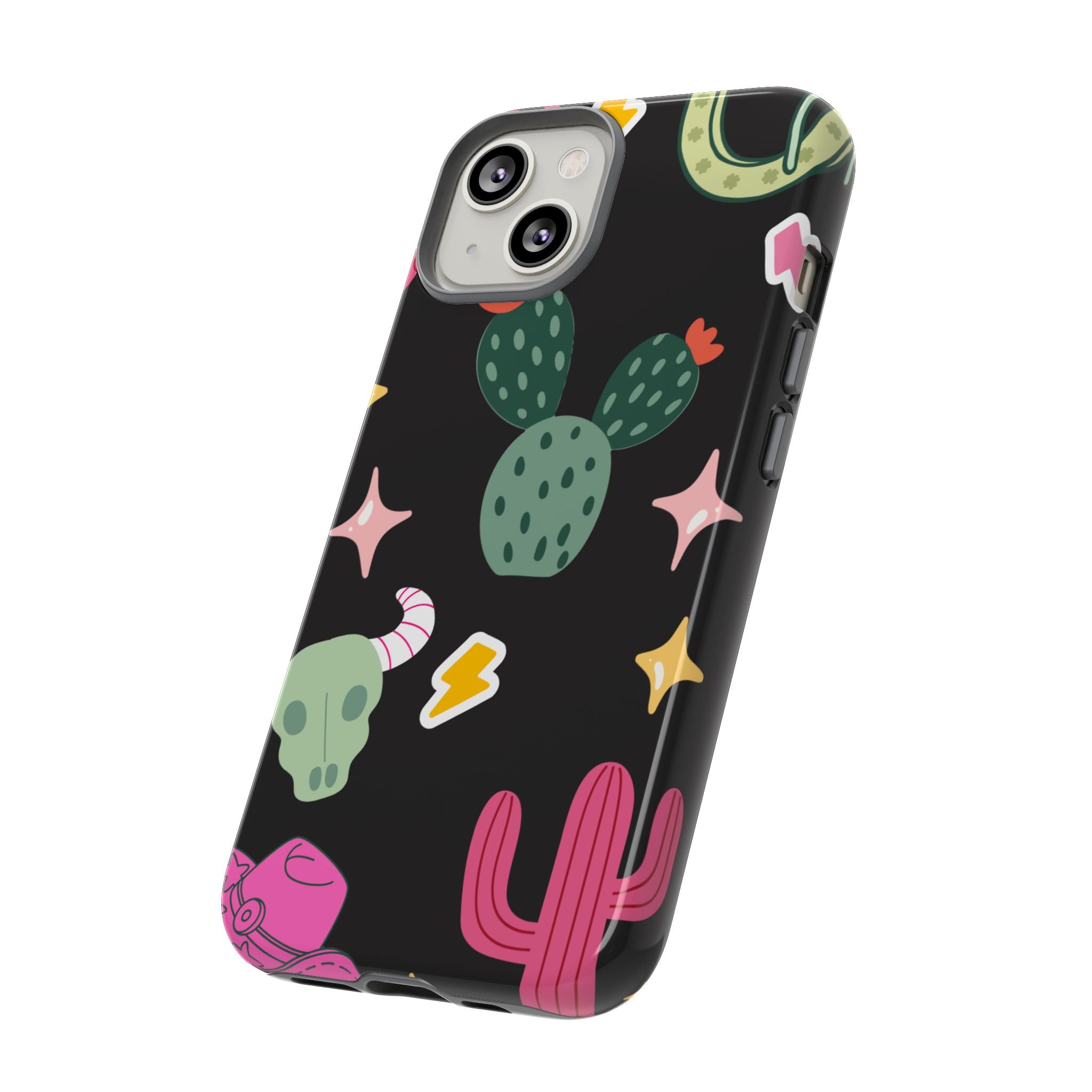 Southwest Desert Icons Tough Phone Case — Cactus, Cowboy & Skull Pattern