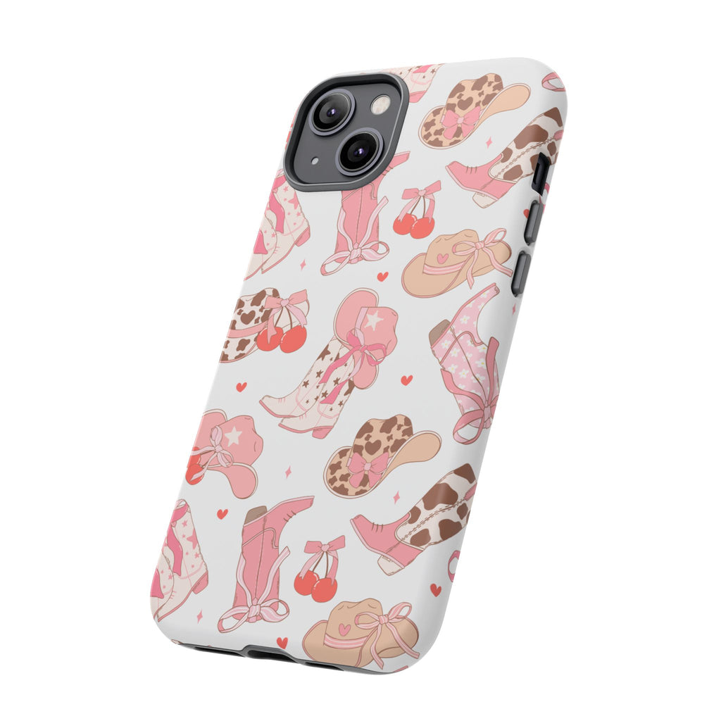 Cowgirl Boots Pink Phone Case — Cute Western Pattern Tough Phone Case