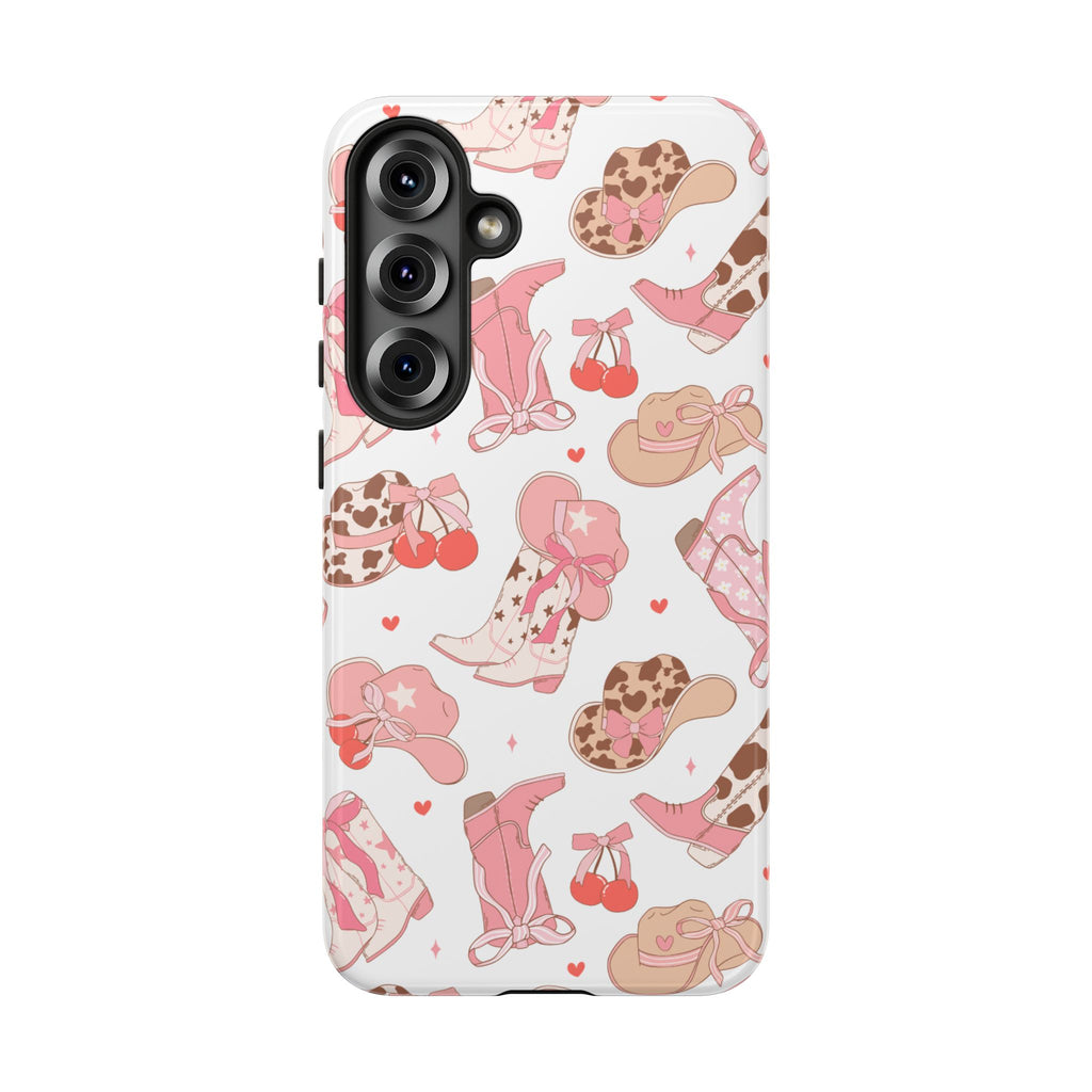 Cowgirl Boots Pink Phone Case — Cute Western Pattern Tough Phone Case