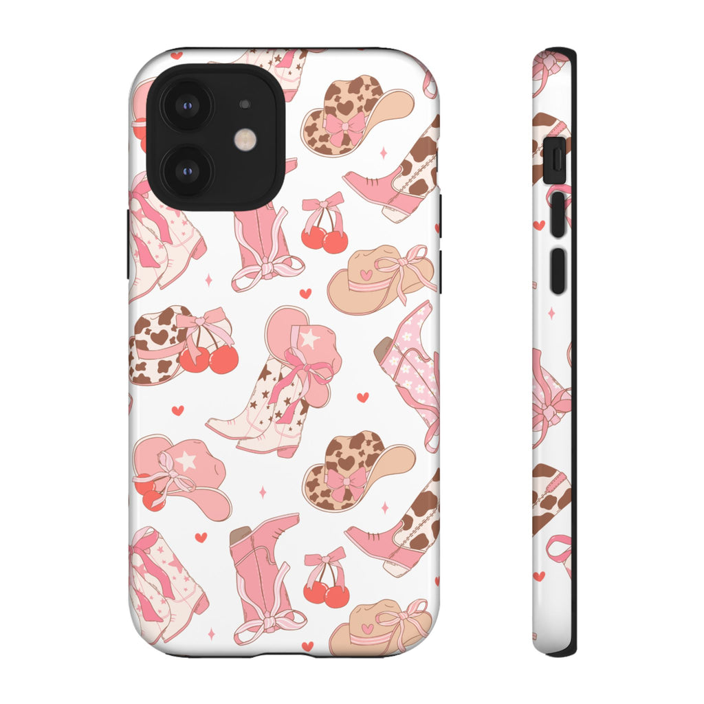 Cowgirl Boots Pink Phone Case — Cute Western Pattern Tough Phone Case