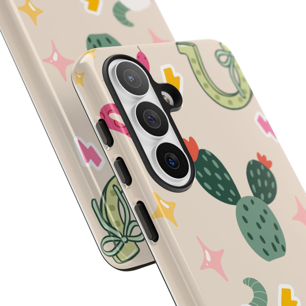 Cactus Cowgirl Phone Case — Cute Western Desert Pattern Tough Case