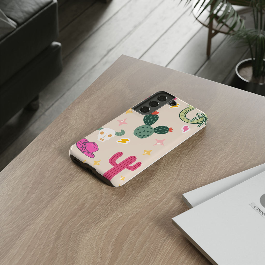Cactus Cowgirl Phone Case — Cute Western Desert Pattern Tough Case