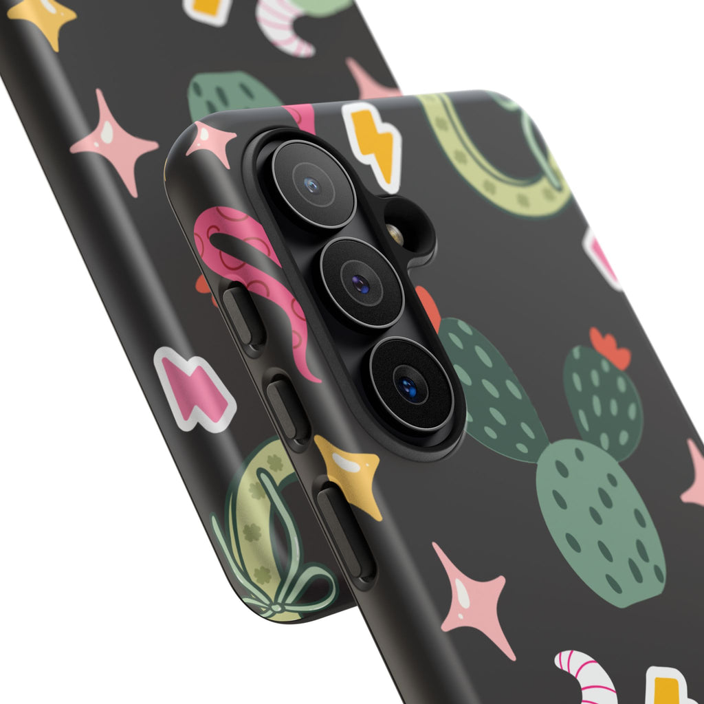 Southwest Desert Icons Tough Phone Case — Cactus, Cowboy & Skull Pattern