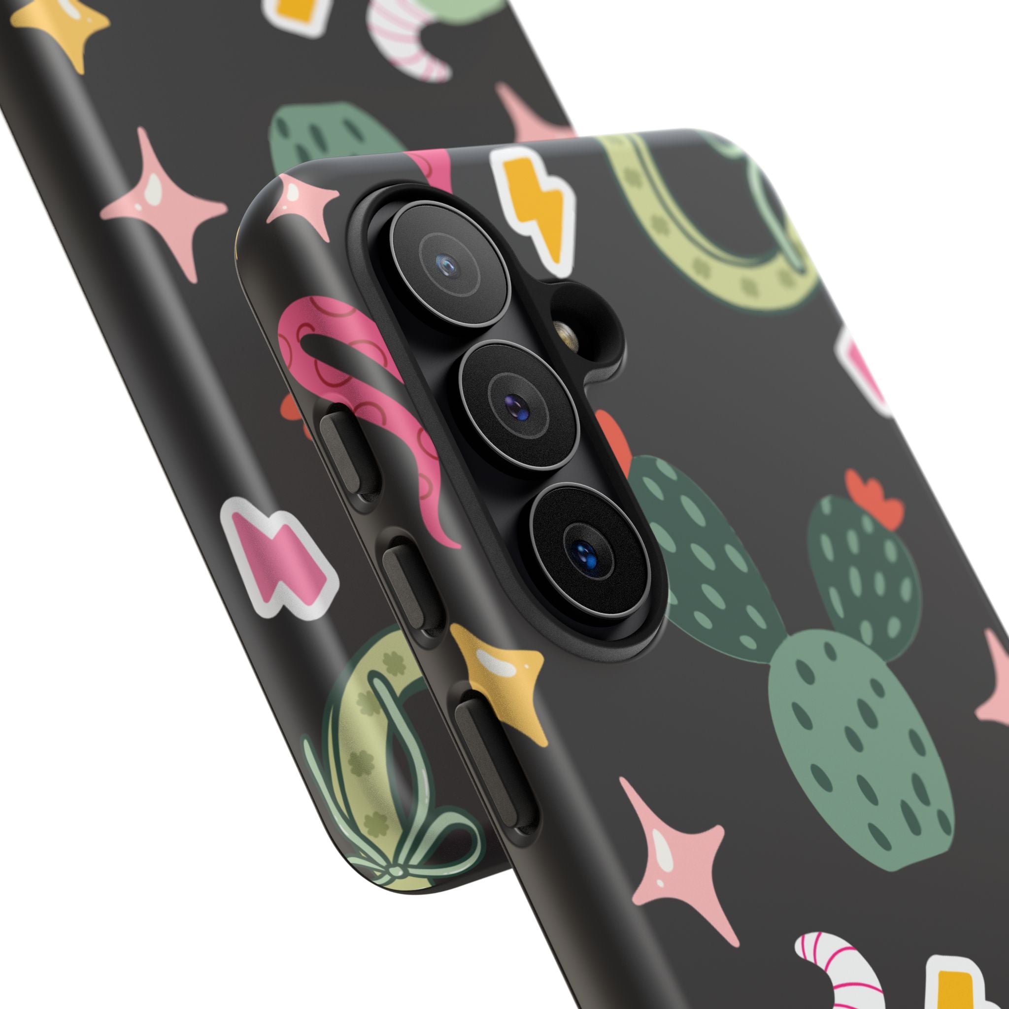 Southwest Desert Icons Tough Phone Case — Cactus, Cowboy & Skull Pattern